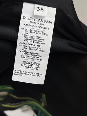 Dolce & Gabbana Black Floral Long Sleeve V Neck Dress IT 38 (UK 6)