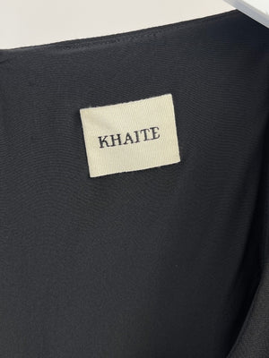 Khaite Black Mini Dress with Square Neck-Line and Fluted Sleeve Size US 4 (UK 8)