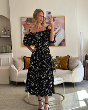 Dolce & Gabbana Black and White Polka Dot Maxi Dress Size IT 40 (UK 8)