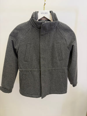Loro Piana Kids Grey Cashmere Jacket with Pockets and Knit Collar Size 8 years RRP £2,550