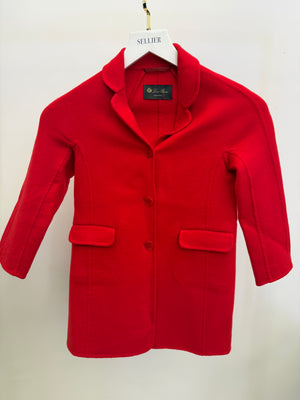 Loro Piana Kids Red Cashmere Coat with Pockets and Buttons Size 8 years RRP £2,550