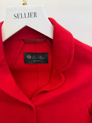 Loro Piana Kids Red Cashmere Coat with Pockets and Buttons Size 8 years RRP £2,550