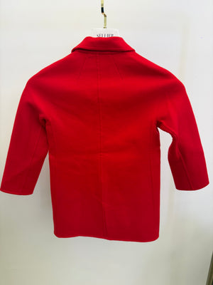 Loro Piana Kids Red Cashmere Coat with Pockets and Buttons Size 8 years RRP £2,550