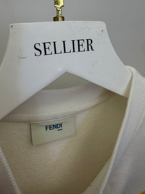 Fendi Kids White and Pink Mini Dress with Embroideries and FF Logo Lining Size 8 years RRP £400
