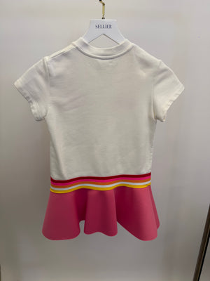 Fendi Kids White and Pink Mini Dress with Embroideries and FF Logo Lining Size 8 years RRP £400