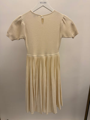 Loro Piana Kids Cream Stardust Dress with Pleated Skirt Size 8 years RRP £900