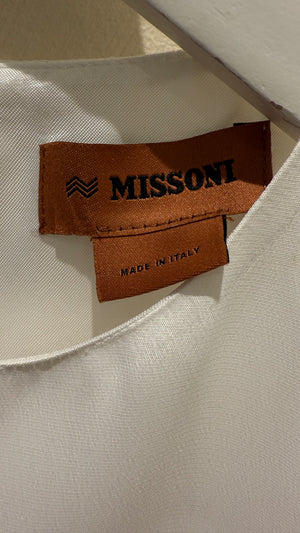 Missoni Kids White Short Sleeves Dress With Multicolour ZigZag and Sequins Details Size 10 years