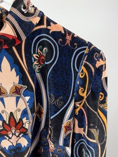Dundas Velvet & Lace Paisley Print Long Sleeve Dress with Front Belt Detail IT 42 (UK 10)