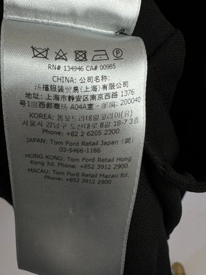 Tom Ford Black Long-Sleeve Mesh Draped Body-Suit Size IT 44 (UK 12)