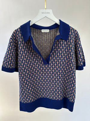 Dries Van Noten Blue Short Sleeve Open Collar Jumper T-Shirt FR 34 (UK 6)