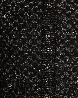Chanel Black Cashmere and Alpaca Sequin Embellished Cardigan with Crystal Buttons Size FR 38 (UK 10)