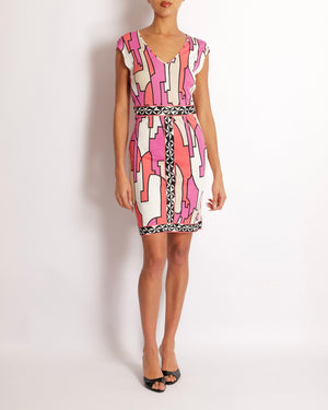 Emilio Pucci Pink & White Patterned Midi Dress Size IT 38 (UK 6)
