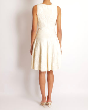 Alexander McQueen Cream Floral Embroidered Sleeveless Mini Dress Size S (UK 8)