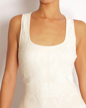 Alexander McQueen Cream Floral Embroidered Sleeveless Mini Dress Size S (UK 8)