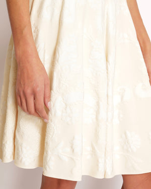 Alexander McQueen Cream Floral Embroidered Sleeveless Mini Dress Size S (UK 8)