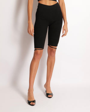 Jacquemus Black Biker Shorts with Strap Details Size FR 36 (UK 8)