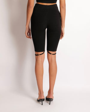 Jacquemus Black Biker Shorts with Strap Details Size FR 36 (UK 8)