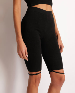 Jacquemus Black Biker Shorts with Strap Details Size FR 36 (UK 8)