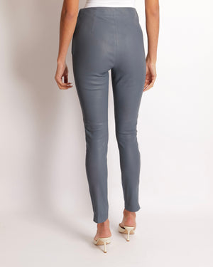 Christian Dior Blue Lambskin Leather Trousers with Side Zipper Details Size FR 36 (UK 8)