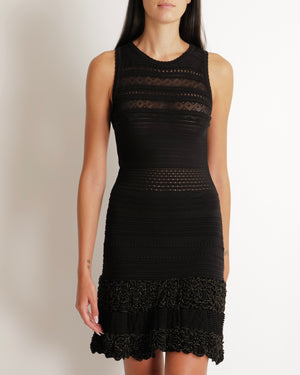 Roberto Cavalli Black Mini Dress with Gold Thread Detailing Size IT 42 (UK 10)
