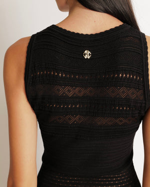 Roberto Cavalli Black Mini Dress with Gold Thread Detailing Size IT 42 (UK 10)