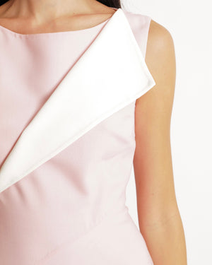 Oscar De La Renta SS 2015 Bubblegum Pink and White Sleeveless Midi Dress Size US 6 (UK 10)