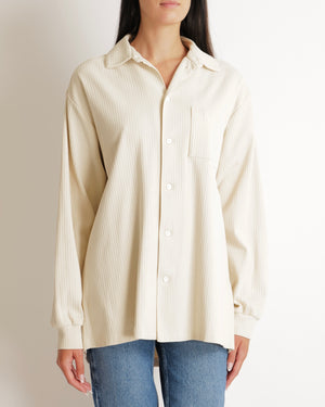 Jacquemus Beige Ribbed Shirt with Embroidered Logo and Pocket Detail Size M (UK 10)