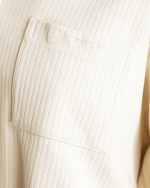 Jacquemus Beige Ribbed Shirt with Embroidered Logo and Pocket Detail Size M (UK 10)