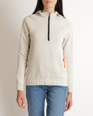 Hermès Light Grey Quarter Zip Sweatshirt with Orange Pocket Profile Detail Size M (UK 10) RRP £1,000