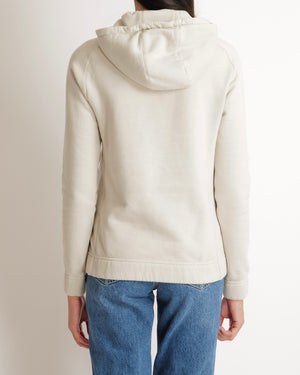 Hermès Light Grey Quarter Zip Sweatshirt with Orange Pocket Profile Detail Size M (UK 10) RRP £1,000