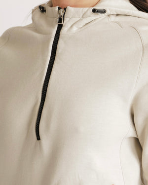 Hermès Light Grey Quarter Zip Sweatshirt with Orange Pocket Profile Detail Size M (UK 10) RRP £1,000