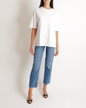 Hermès Menswear White T-Shirt with Abstract Textured Print Detail Size L
