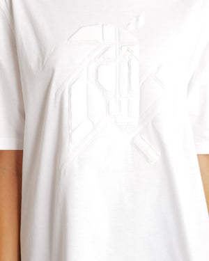 Hermès Menswear White T-Shirt with Abstract Textured Print Detail Size L