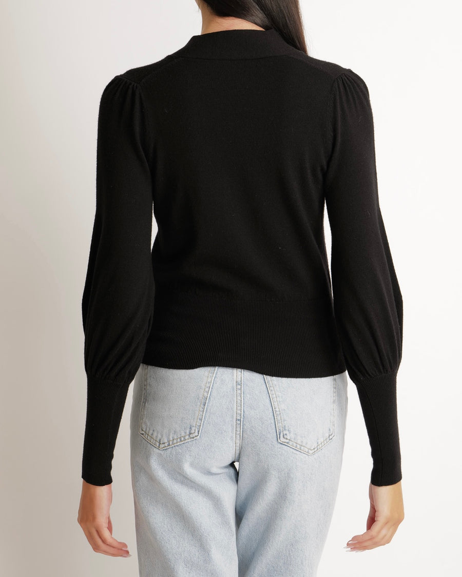 Zimmermann Black Wool Jumper with Balloon Sleeves and Bow Detail Size 0 (UK 8)