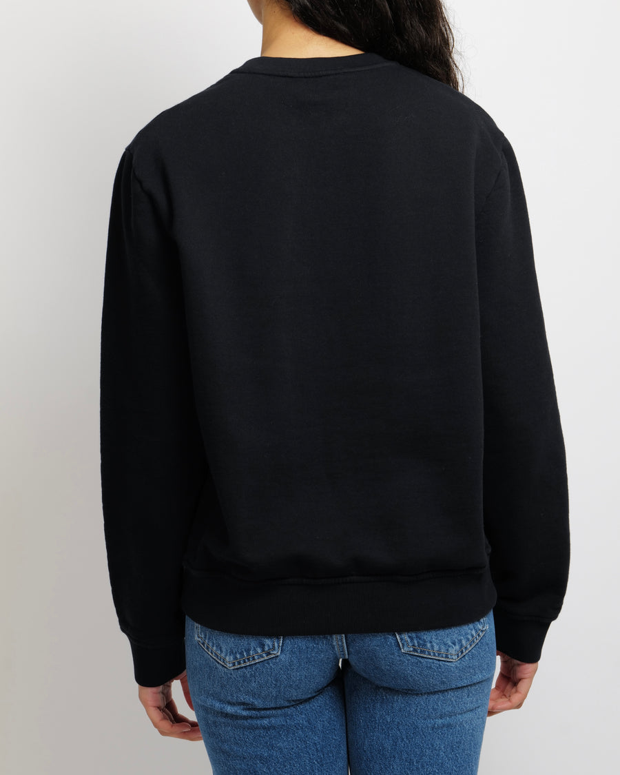 Hermès Black Jumper with Navy and Grey Lambskin Leather Patch Details Size M (UK 10)