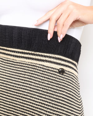 Chanel Brown and Black Striped Knit Peplum Mini Skirt FR 42 (UK 14)