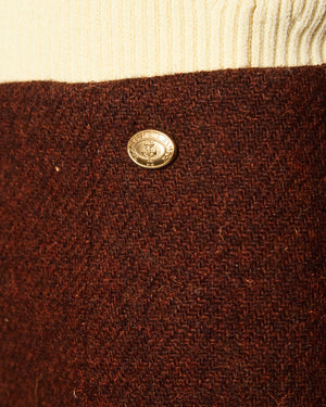 Chanel Burnt Brown Wool Mini Skirt Size FR 36 (UK 8)