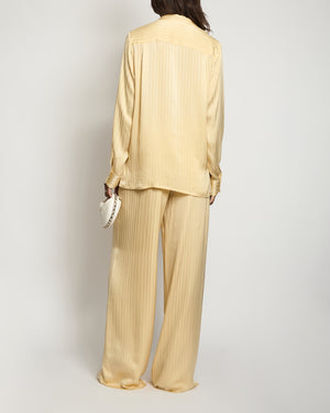 Loro Piana Beige Silk Striped Long-Sleeve Shirt and Wide-Leg Trouser Set Size IT 42/44 (UK 10/12) RRP £2,970