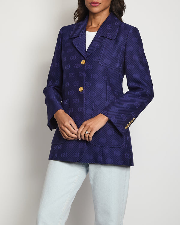Gucci Cruise 2020 Purple Wool GG Logo "My Body My Choice" Blazer Jacket Size IT 42 (UK 10) RRP £2,590