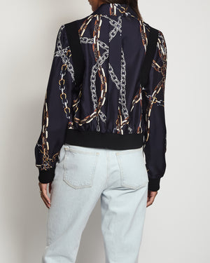 Louis Vuitton Silk Navy Reversible Jacket with Chain Detail and Brown Monogram Side FR 40 (UK 12)