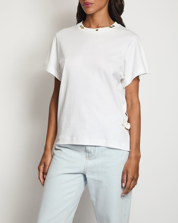 Louis Vuitton White T-shirt with Gold Monogram Details Size M (UK 10)