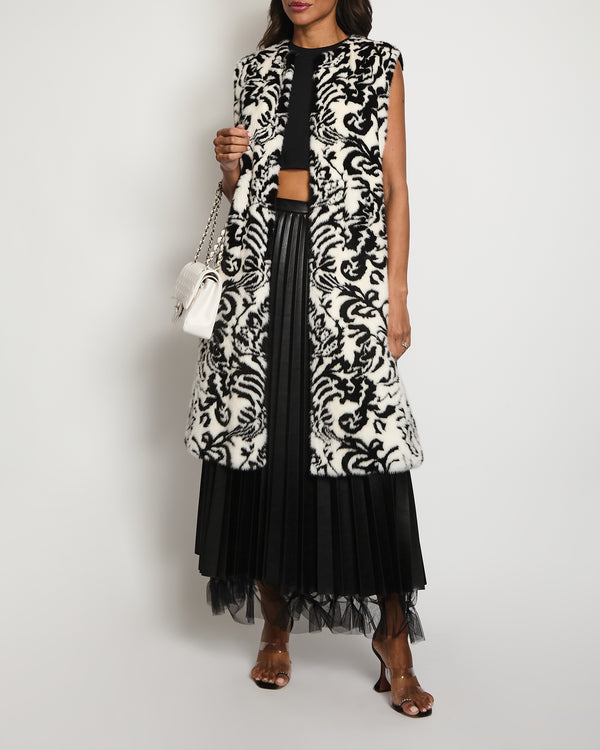 Christian Dior Black and White Mink Fur Sleeveless Coat Size FR 40 (UK 12)
