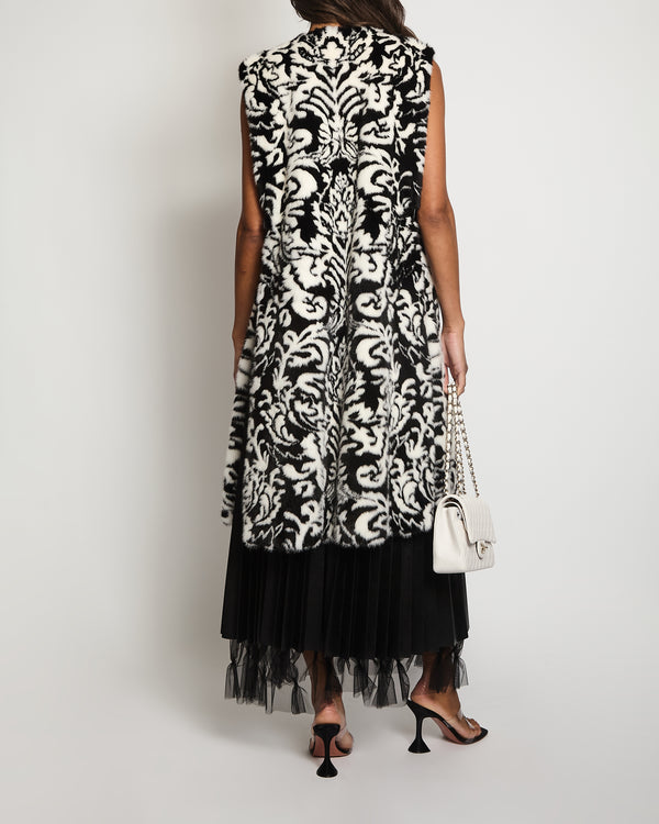 Christian Dior Black and White Mink Fur Sleeveless Coat Size FR 40 (UK 12)