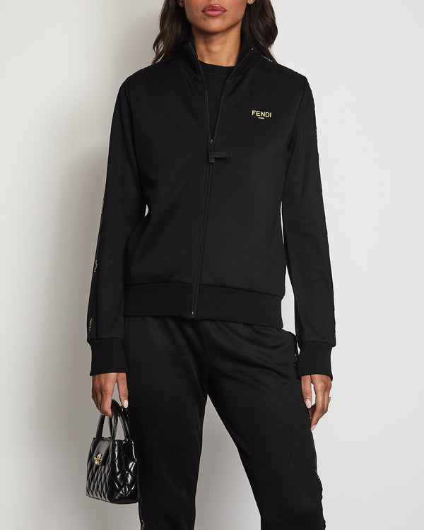 Fendi Black Jogger with Gold Logo Detailing Set Size IT 42 (UK 10)