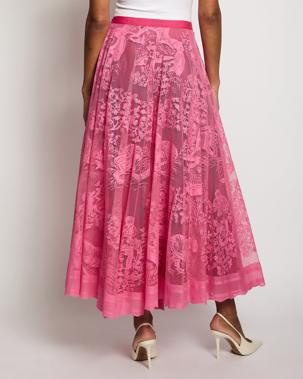 Christian Dior Hot Pink Dioriviera Lace Skirt with Logo Detail Skirt Size M (UK 10-12) RRP £3,000