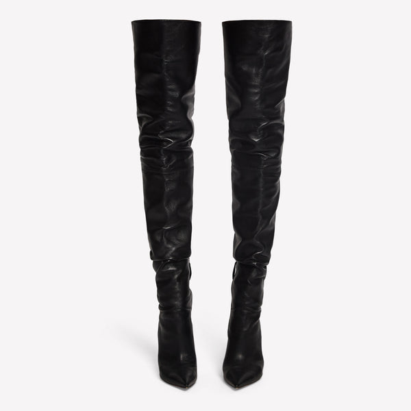 Amina Muaddi Olivia Over-The-Knee Calfskin Leather Boots Size EU 37.5 RRP £1250