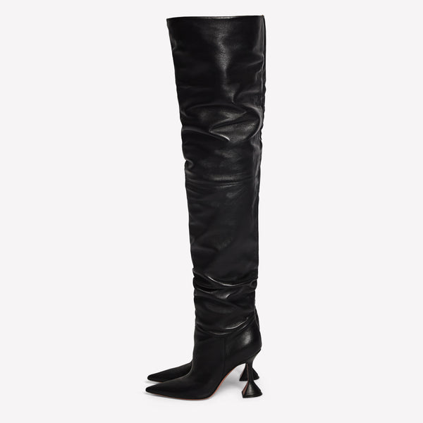 Amina Muaddi Olivia Over-The-Knee Calfskin Leather Boots Size EU 37.5 RRP £1250