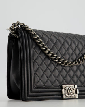 Chanel Black Large Boy Bag in Lambskin Leather with Ruthenium Hardware