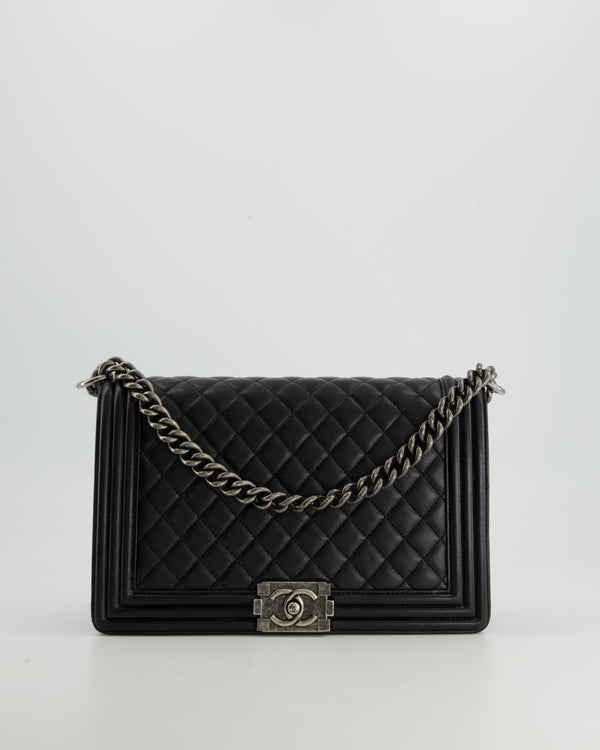 Chanel Black Large Boy Bag in Lambskin Leather with Ruthenium Hardware