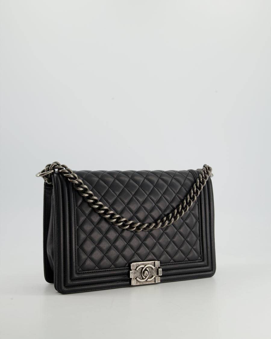 Chanel Black Large Boy Bag in Lambskin Leather with Ruthenium Hardware